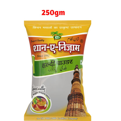 Shan E Nizam Haldi Powder 250g pack with Mughal preparation for rich cooking flavor and quality spices