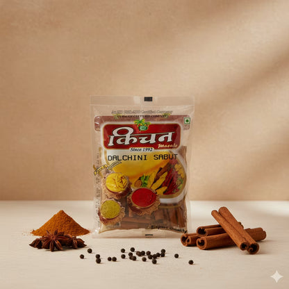 Packaged spice mix with cinnamon sticks and spices on a beige by Kichnam 