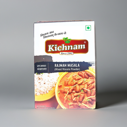 Kichnam Rajmah Masala packaging on a gray background