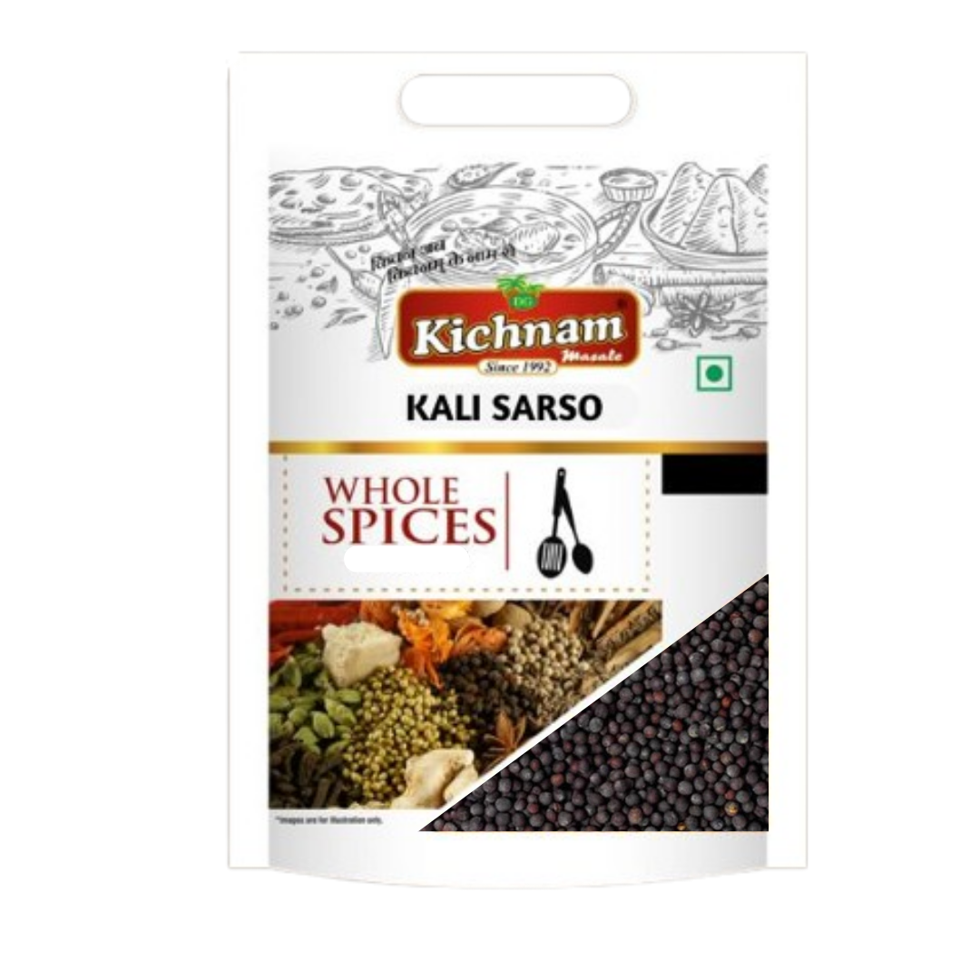 Kichnam Kali Sarso whole spices packaging on a white background