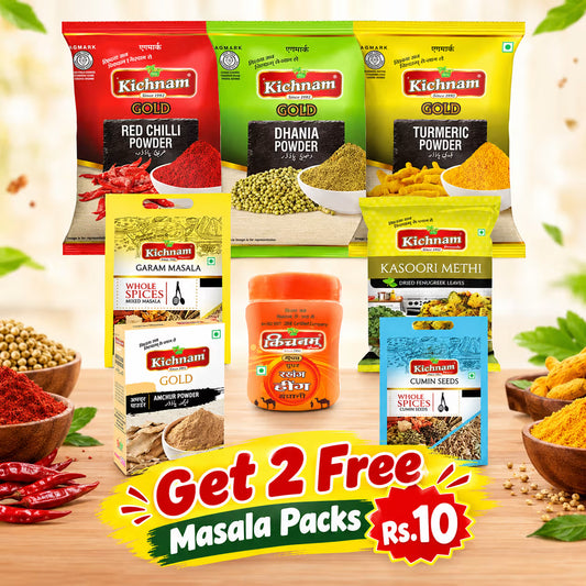 Kichnam All-in-One Masala Kit - Pack of 8 (Haldi, Mirch, Dhania, Jeera, Garam Masala, Amchur, Hing, Kasoori Methi)